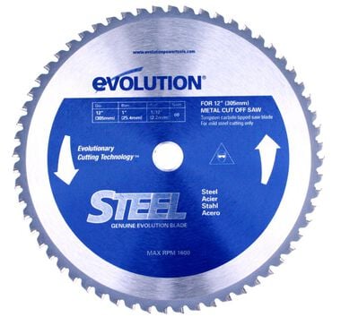 Evolution Power Tools 12-in 60-Tooth Dry Standard Tungsten Carbide-Tipped Steel Circular Saw Blade