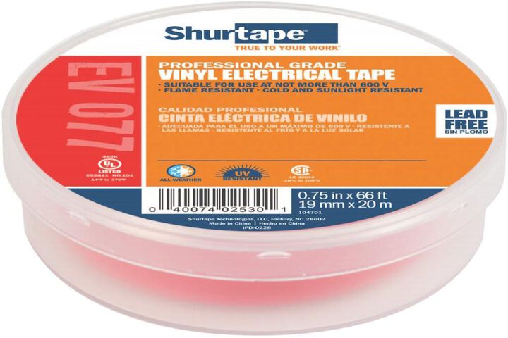 Shurtape EV 77 Electrical Tape Red 3/4in x 66', large image number 3