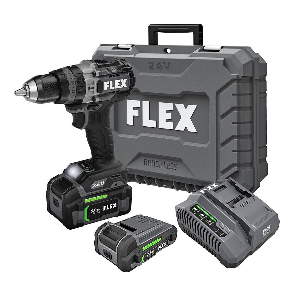 FLEX 24V 1/2-In. 2-Speed Hammer Drill With Turbo Mode Kit FX1271T-2B - Acme  Tools