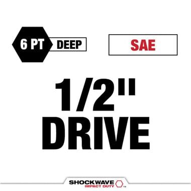Milwaukee SHOCKWAVE Impact Duty 1/2 Inch Deep SAE 6 Point Socket Set 18pc, large image number 2