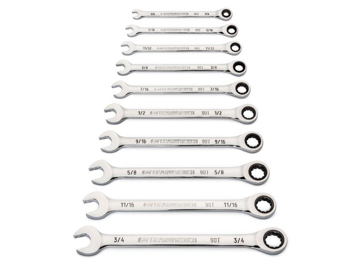 GEARWRENCH 10 Pc. 90T 12 Point SAE Combination Ratcheting Wrench Set, large image number 4