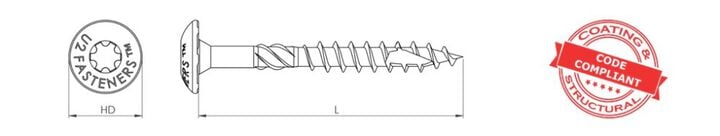 U2 Fasteners Construction Screw 3/8 Inch X 12 Inch, 300ct, large image number 1