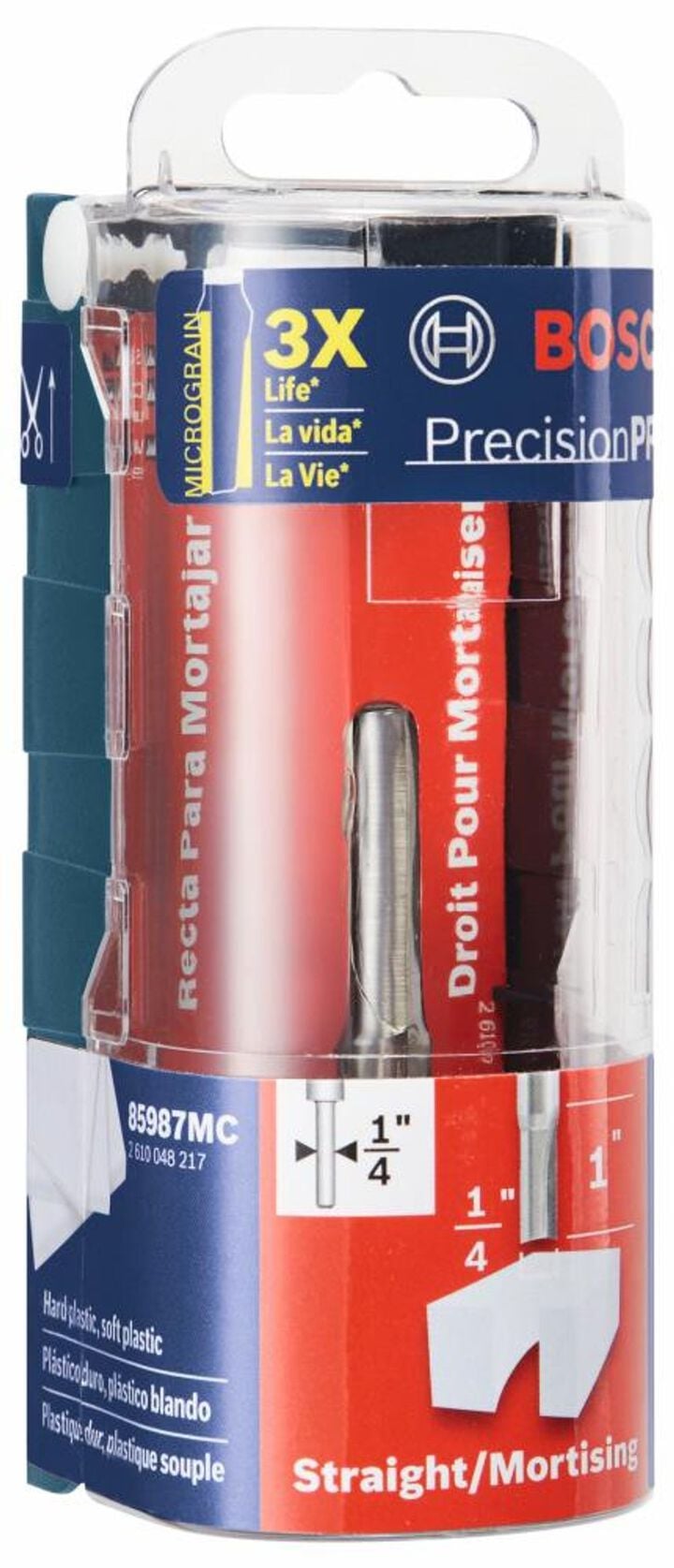 Bosch 1/4in x 1in Solid Carbide Double Flute Straight Router Bit, large image number 3