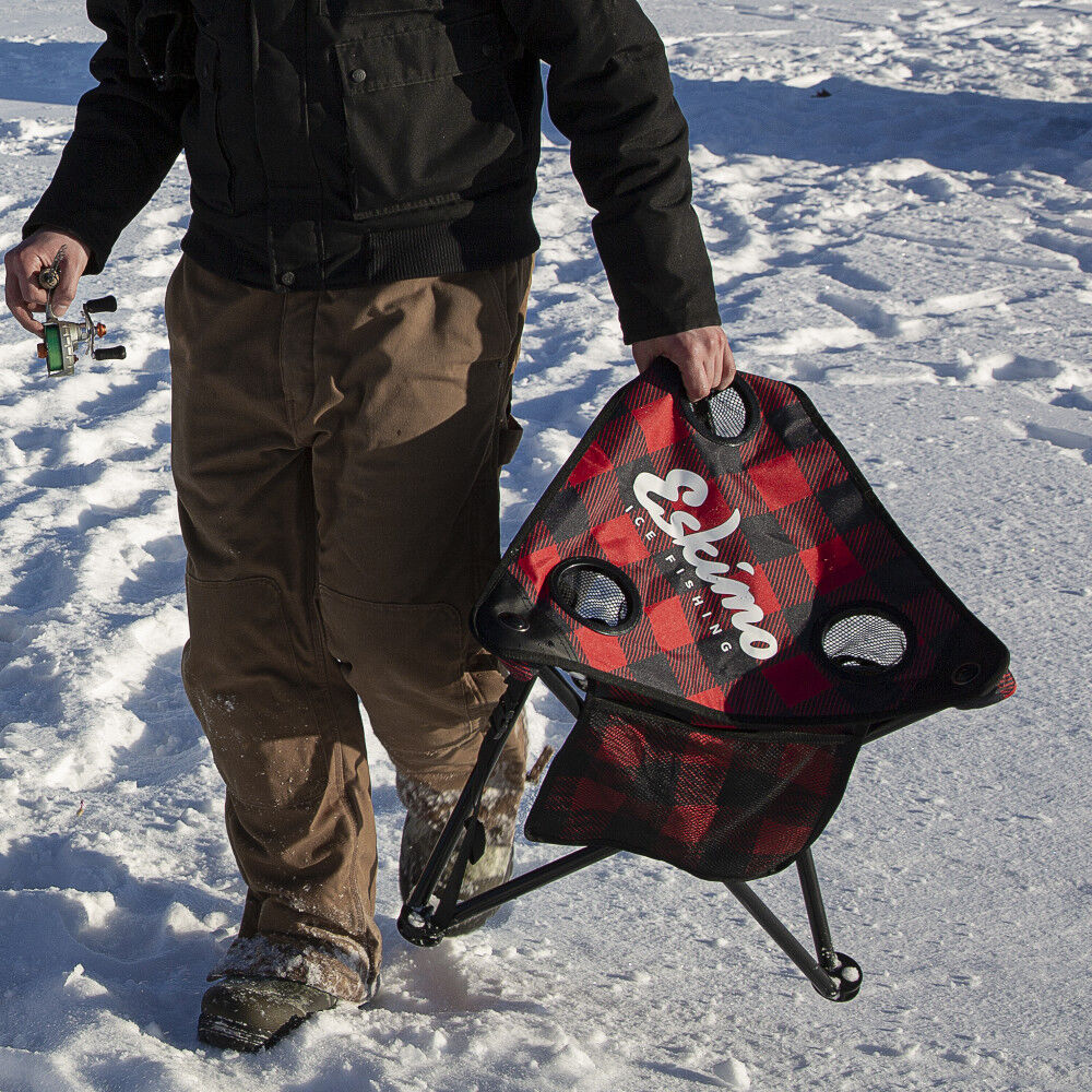 Eskimo X-Large Folding Ice Fishing Stool/Table with 600 Denier Fabric Plaid Pattern, large image number 3
