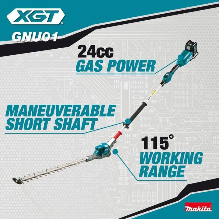 Makita 40V max XGT Brushless Cordless 24 Inch Articulating Pole Hedge Trimmer (Bare Tool), large image number 1