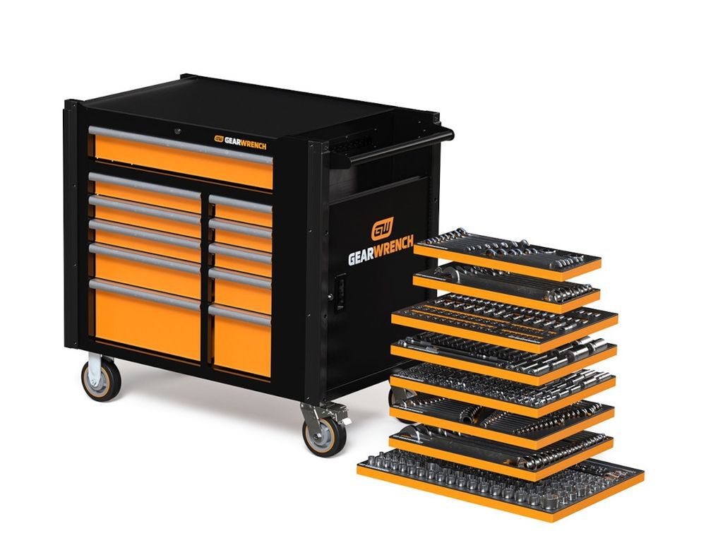 GEARWRENCH 614 Piece MEGAMOD Master Mechanics Hand Tool Set with Modular Foam Trays and Mobile Work Station, large image number 2