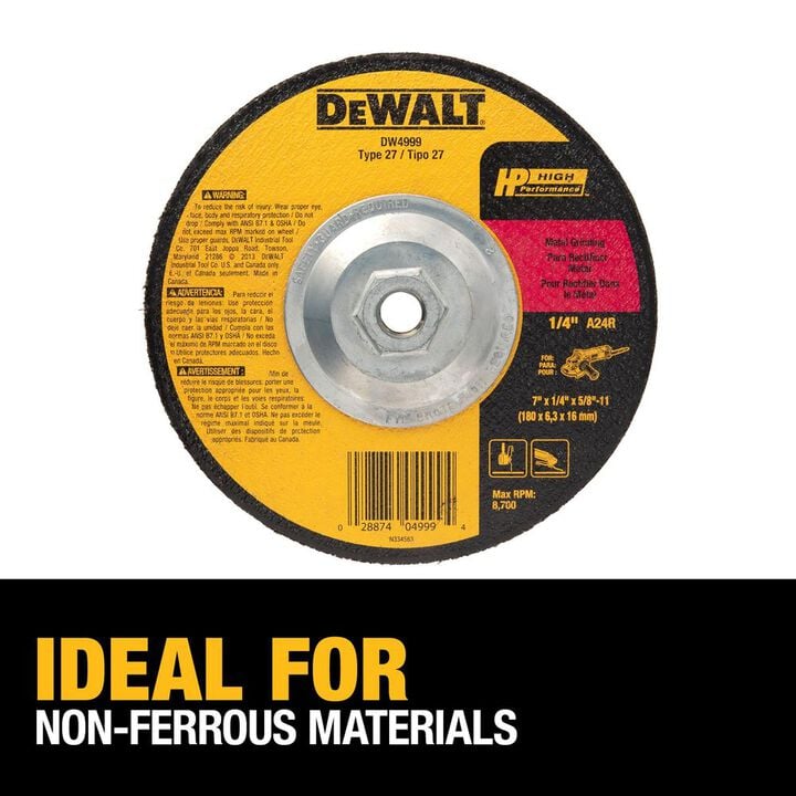 DEWALT 7 x 1/4 x 5/8-in to 11Depressed Center Metal Grinding Wheel, large image number 2