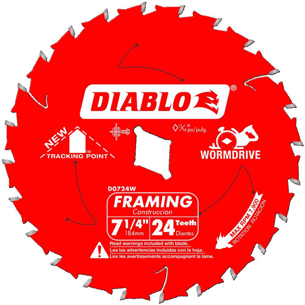 Diablo Tools 7-1/4 inch x 24 Tooth ATB Framing Wormdrive Circular Saw Blade with Diamond Arbor, large image number 1