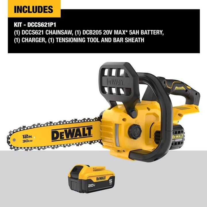 DEWALT 20V MAX Compact 12 Inch Brushless Cordless Chainsaw Kit, large image number 1