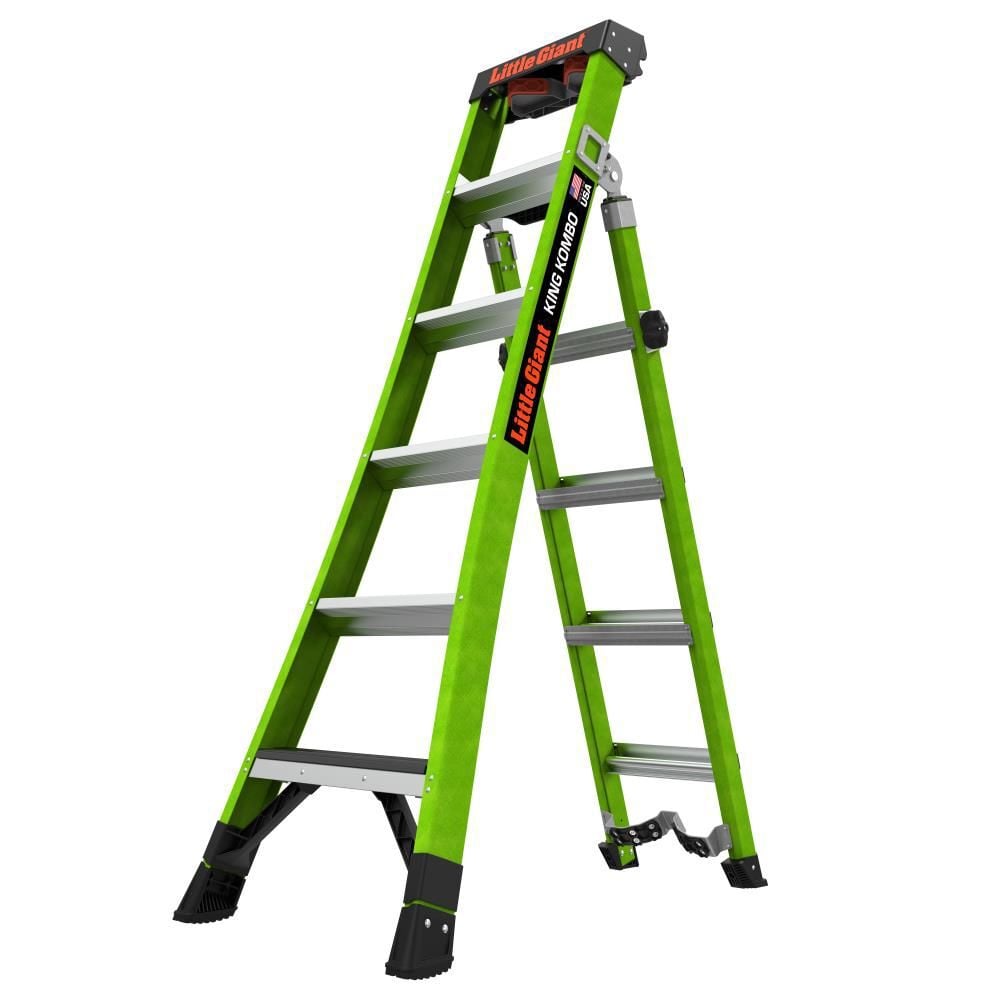 Little Giant Safety King Kombo XT 6' ANSI Type IAA 375 lb Rated Fiberglass 3-in-1 Extendable All-Access Combination Ladder, large image number 1