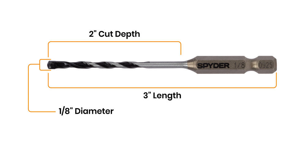 Spyder 1/8 Inch x 3 Inch Carbide-Tipped Impact Shank Hammer Drill Bit, large image number 7