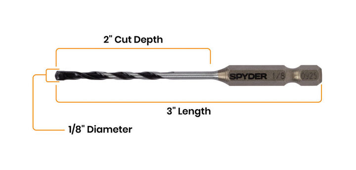 Spyder 1/8 Inch x 3 Inch Carbide-Tipped Impact Shank Hammer Drill Bit, large image number 6