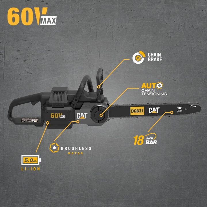 CAT DG631 60V 18inch Brushless Chainsaw Kit, large image number 1