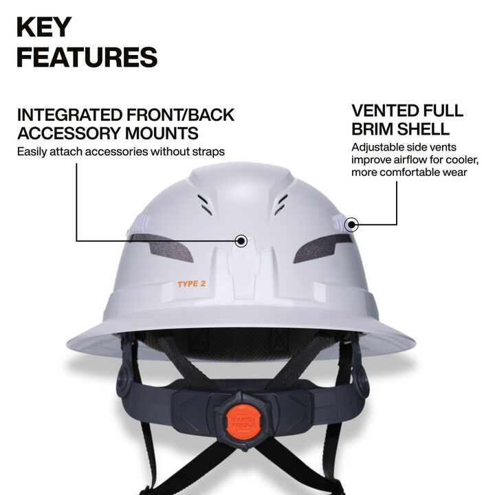 Klein Tools Class C Type-2 Hard Hat, Vented Full Brim, Chin Strap, White, US ONLY, large image number 4