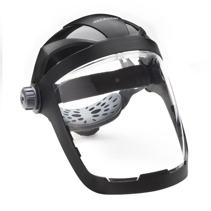 Jackson Safety Lightweight QUAD500 Premium Multipurpose Face Shield with Ratcheting Headgear Clear Tint Anti-Fog Coating Black, large image number 7