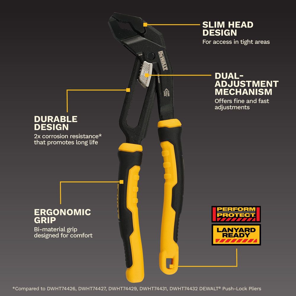 DEWALT 8 Inch Slidelock V Jaw Pliers, large image number 2