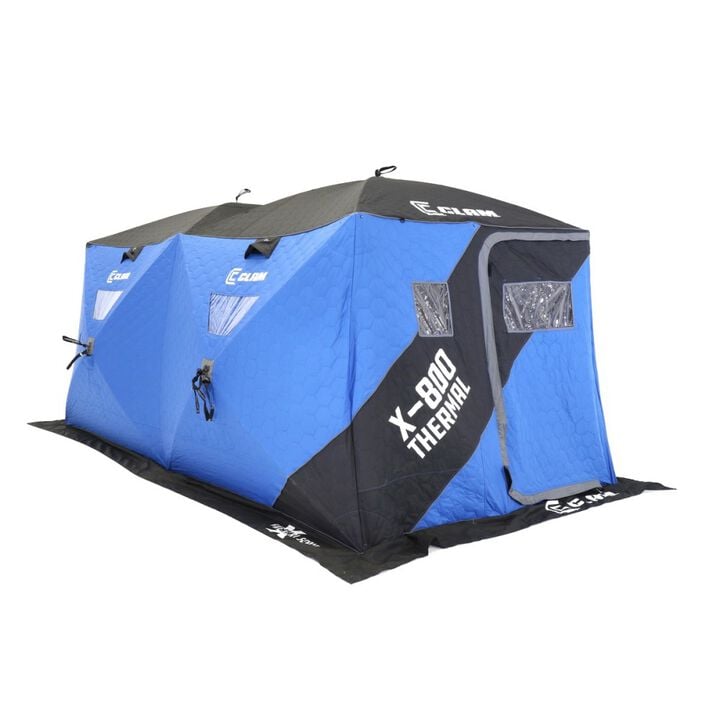 Clam Outdoors X-800 Thermal 128 Sq Ft 900 Denier Fabric 4 Sided Hub Ice Fishing Shelter