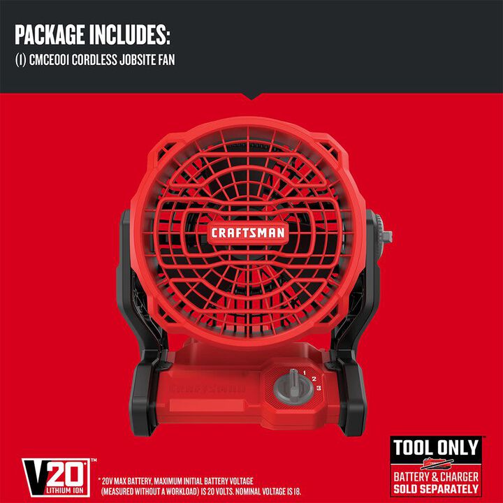 CRAFTSMAN V20 Cordless Jobsite Fan (Bare Tool), large image number 3