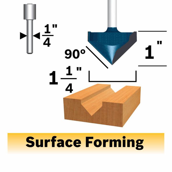 Bosch 90 Degree x 1-1/4 Inch Carbide Tipped V-Groove Bit