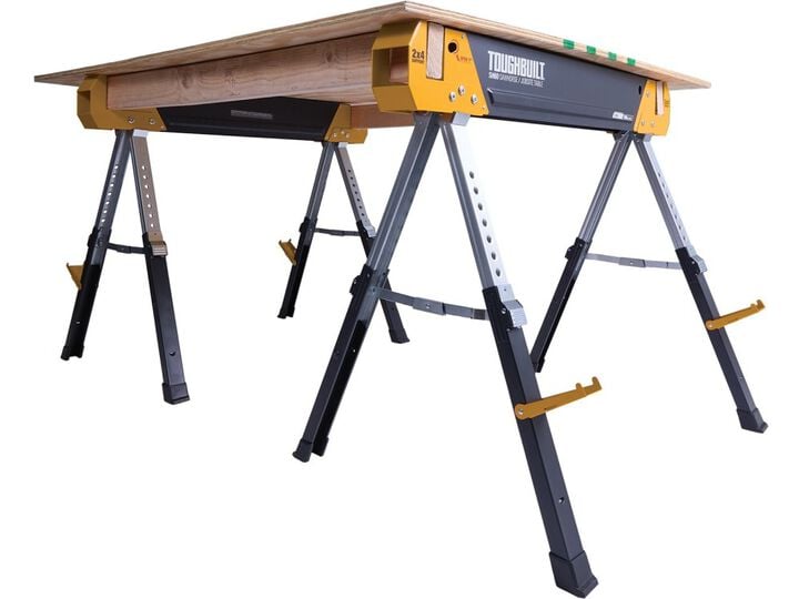 Toughbuilt SH60 40 x 32 Inch Steel Sawhorse Jobsite Table, 2 Pieces, large image number 7