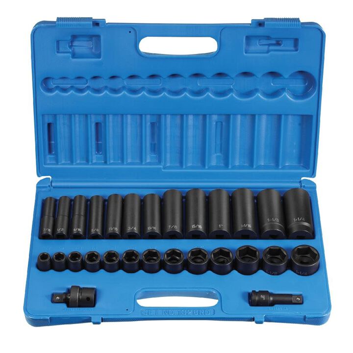 Grey Pneumatic 1/2in Drive 28 Pc. Standard/Deep Set, large image number 1
