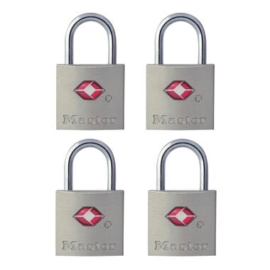 Master Lock Luggage Padlock 7/8in Solid Metal TSA Accepted 4pk