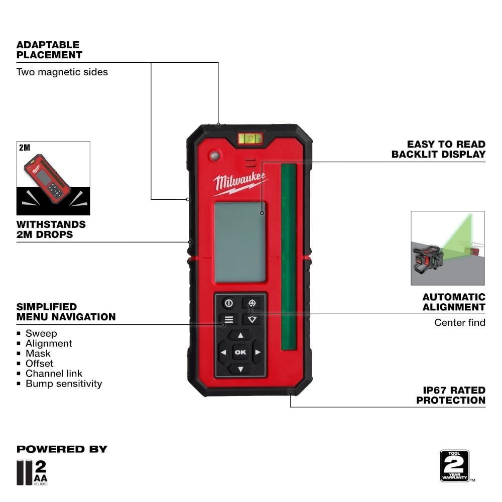 Milwaukee M18 Red Exterior Rotary Laser Level Kit with Receiver, Tripod, & Grade Rod, large image number 8