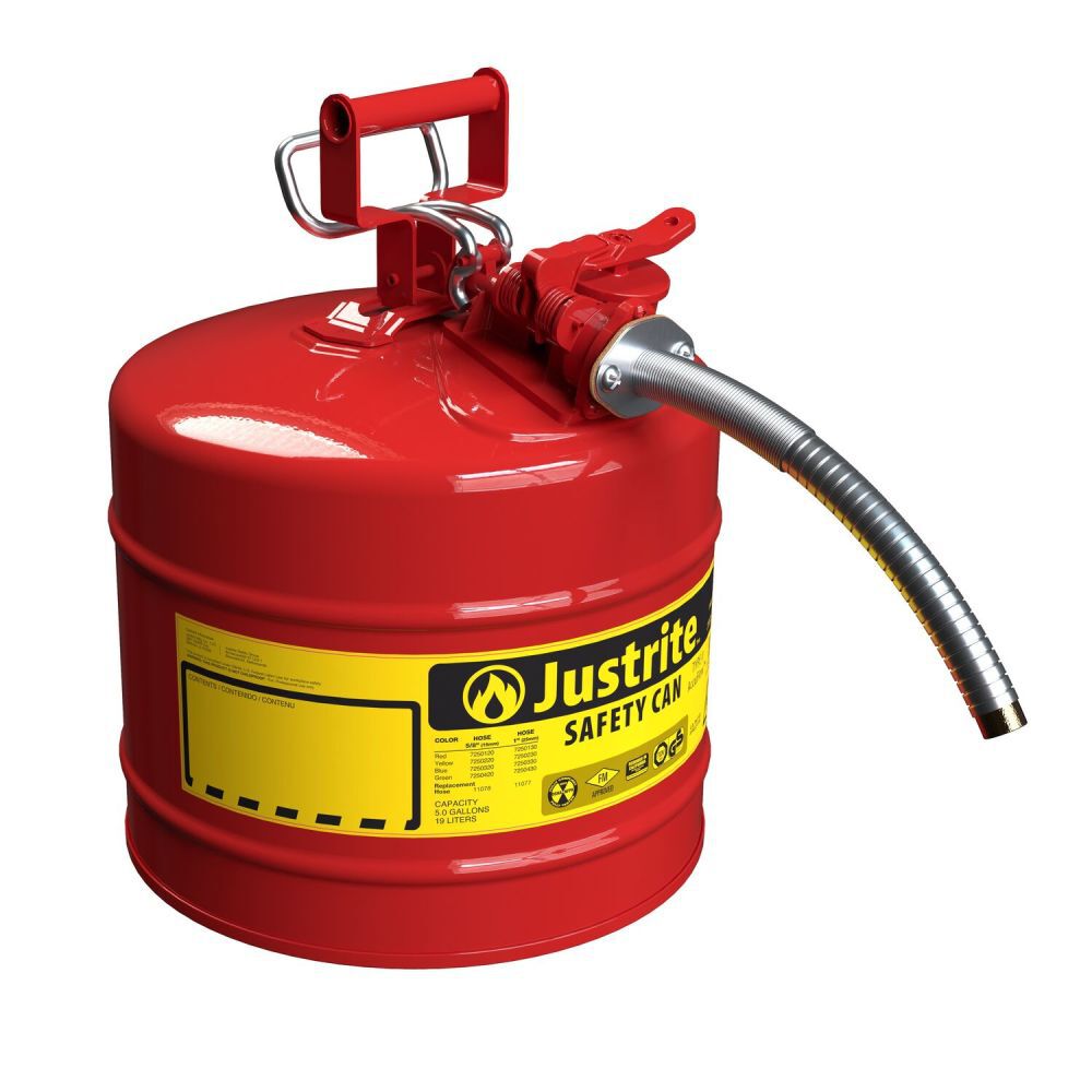 Justrite 5 Gal AccuFlow Steel Safety Red Gas Can Type II, large image number 1