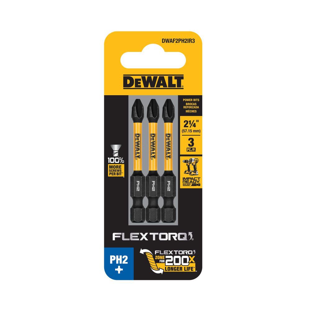 数量限定SALE #2 Phillips 2.25In DEWALT Flextorq Acme - DWAF2PH2IR3 Pack 3 洋楽