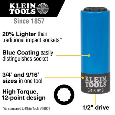 Klein Tools Impact Socket Coated 2 in 1, large image number 1