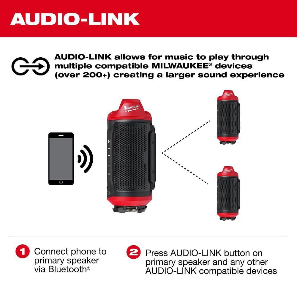 Milwaukee M12 Bluetooth Jobsite Speaker with PACKOUT Compatibility, large image number 6
