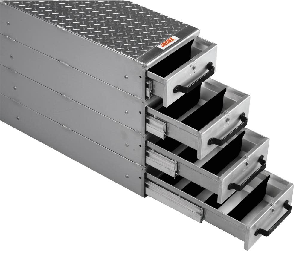 Crescent JOBOX 4 Drawer Long Stacked Heavy-Duty Aluminum Drawer Storage - 12 InchW x 24 InchH x 50 InchL, large image number 2