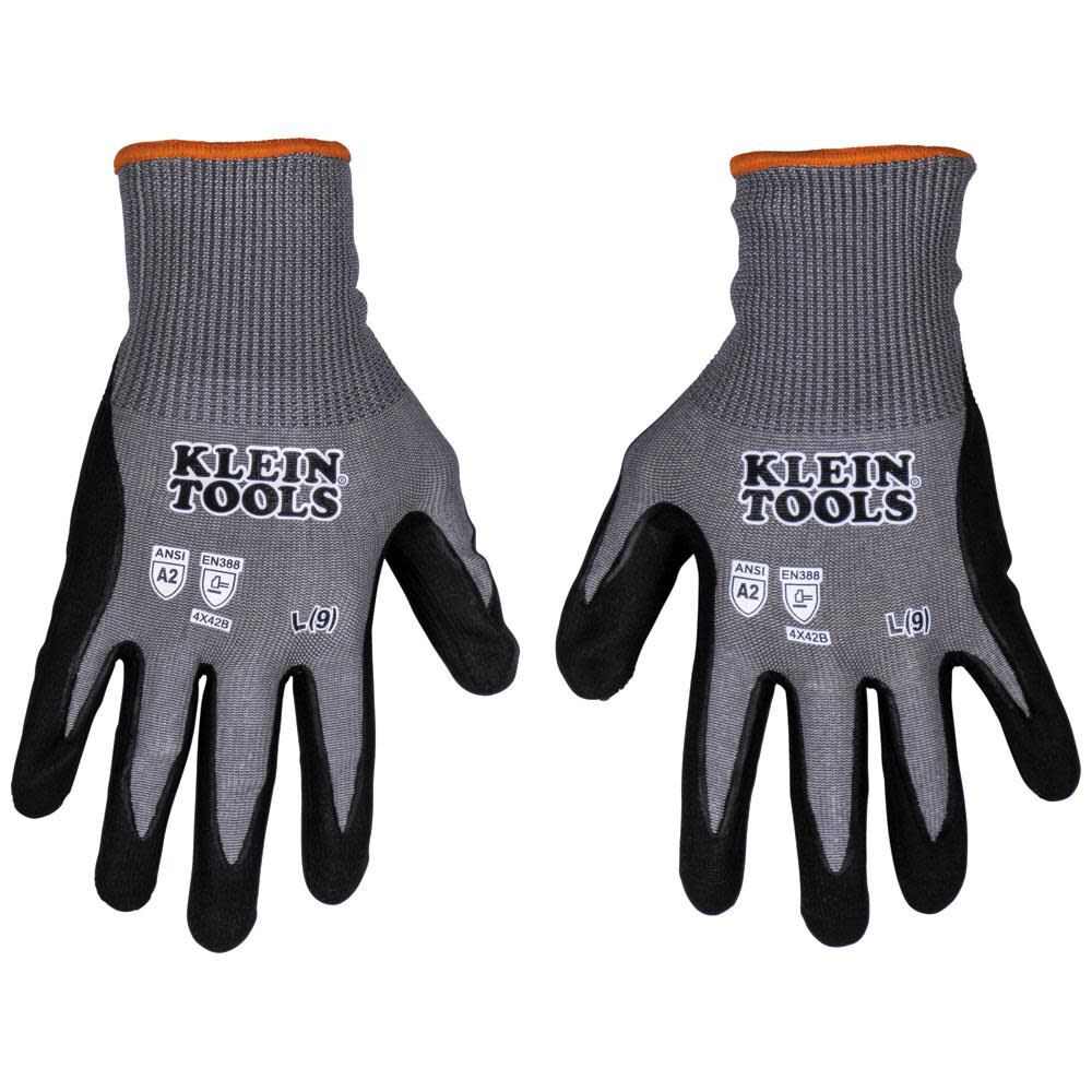 Klein Tools A2 Cut Knit Dipped Gloves, Large, 2 Pack Size Large – 60585