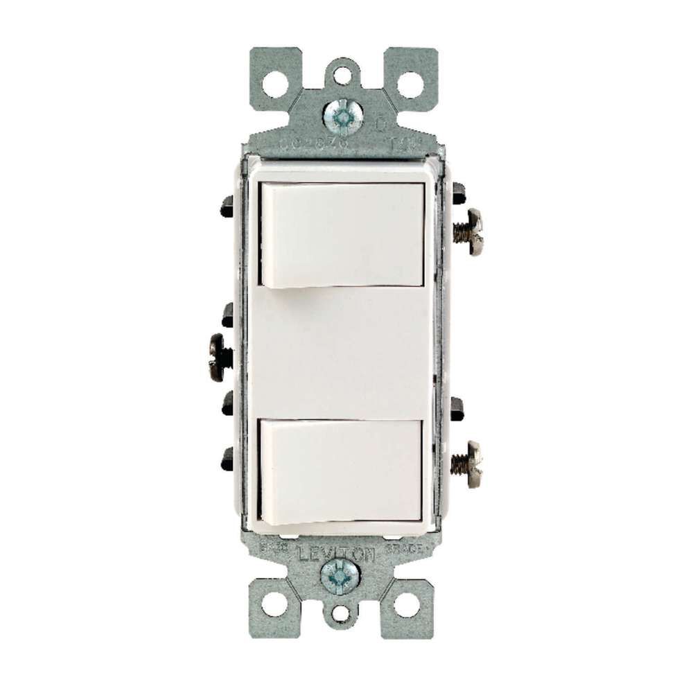Leviton Decora Rocker Switch 120V White 1 Pole Duplex Combination, large image number 2