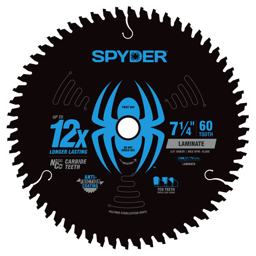 Spyder 7-1/4 Inch 60T Circular Saw Blade for Laminate Wood Materials, large image number 1