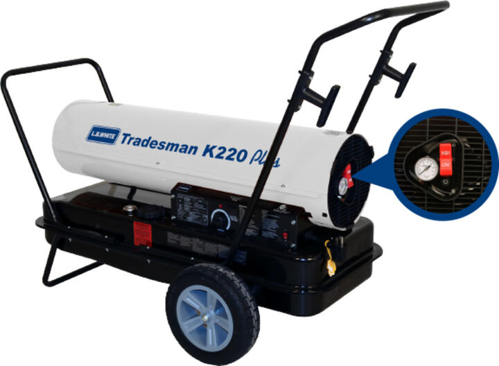 LB White Tradesman 220,000 BTU Portable Kerosene Forced Air Heater, large image number 1