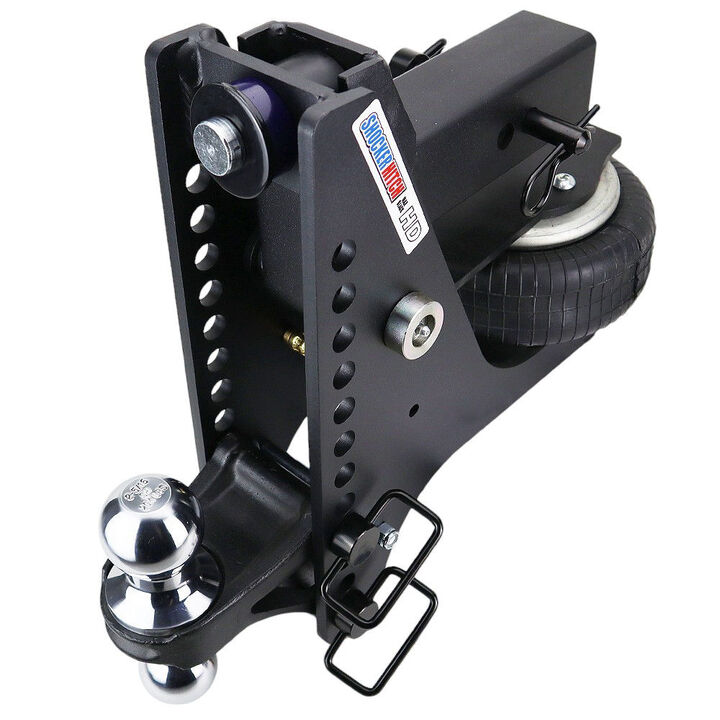 Shocker Hitch HD 20K Max Black Super Drop 2 1/2 Inch Receiver Hitch & Chrome Combo Ball Mount with 2 Inch & 2 5/16 Inch Hitch Balls, large image number 1