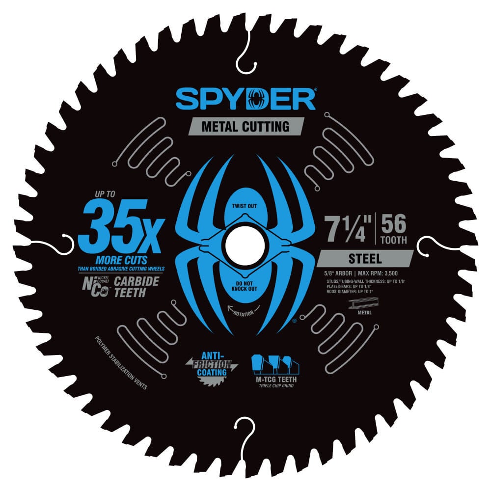 Spyder 7-1/4 Inch 56T Circular Saw Blade for Steel, large image number 1