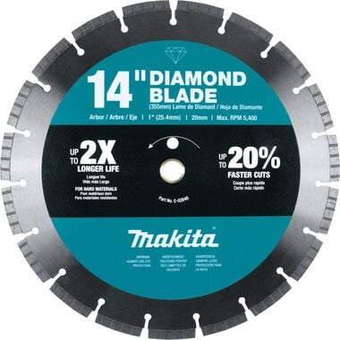 Makita 14 Inch Diamond Blade, Turbo, Hard Material