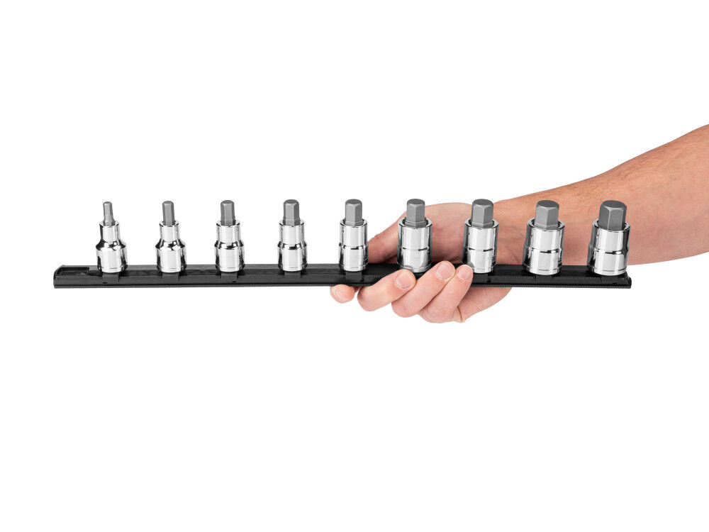 Tekton 1/2 Inch Hex Bit Socket Set with Rail, 9 Piece (1/4-3/4 Inch), large image number 3