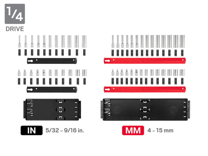 Tekton 1/4, 3/8, 1/2 Inch 12 Point Socket Set, Rails and Trays (214 Pieces), large image number 1