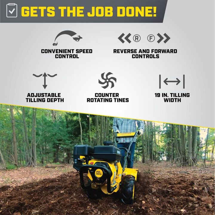 Champion Power Equipment Champion 19-Inch Counter Rotating Rear Tine Tiller with Self-Propelled Agricultural Tires, large image number 6