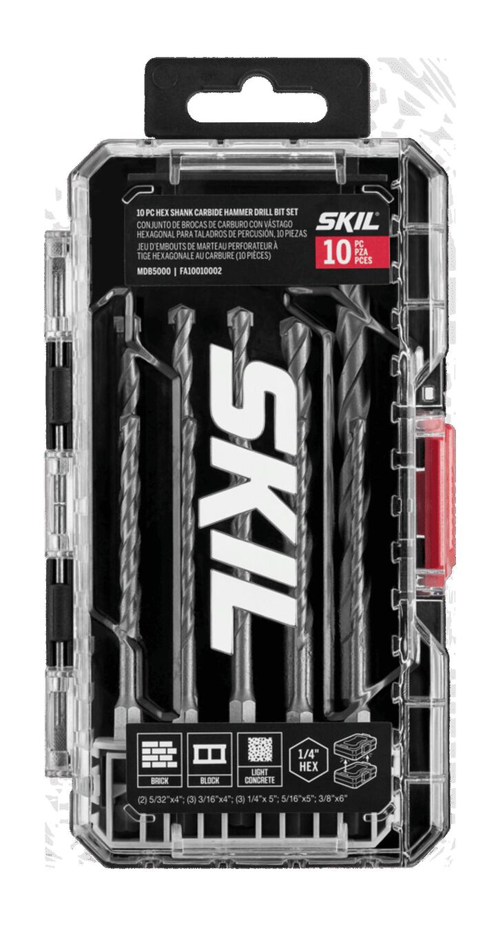 SKIL Hex Shank Carbide Hammer Drill Bit Set 10pc