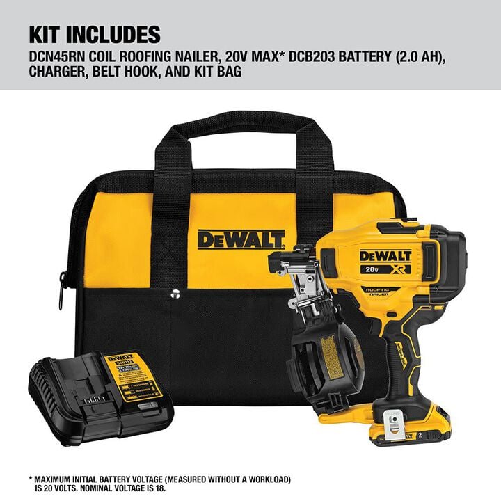 DEWALT 20V MAX 15 Cordless Coil Roofing Nailer Kit, large image number 5