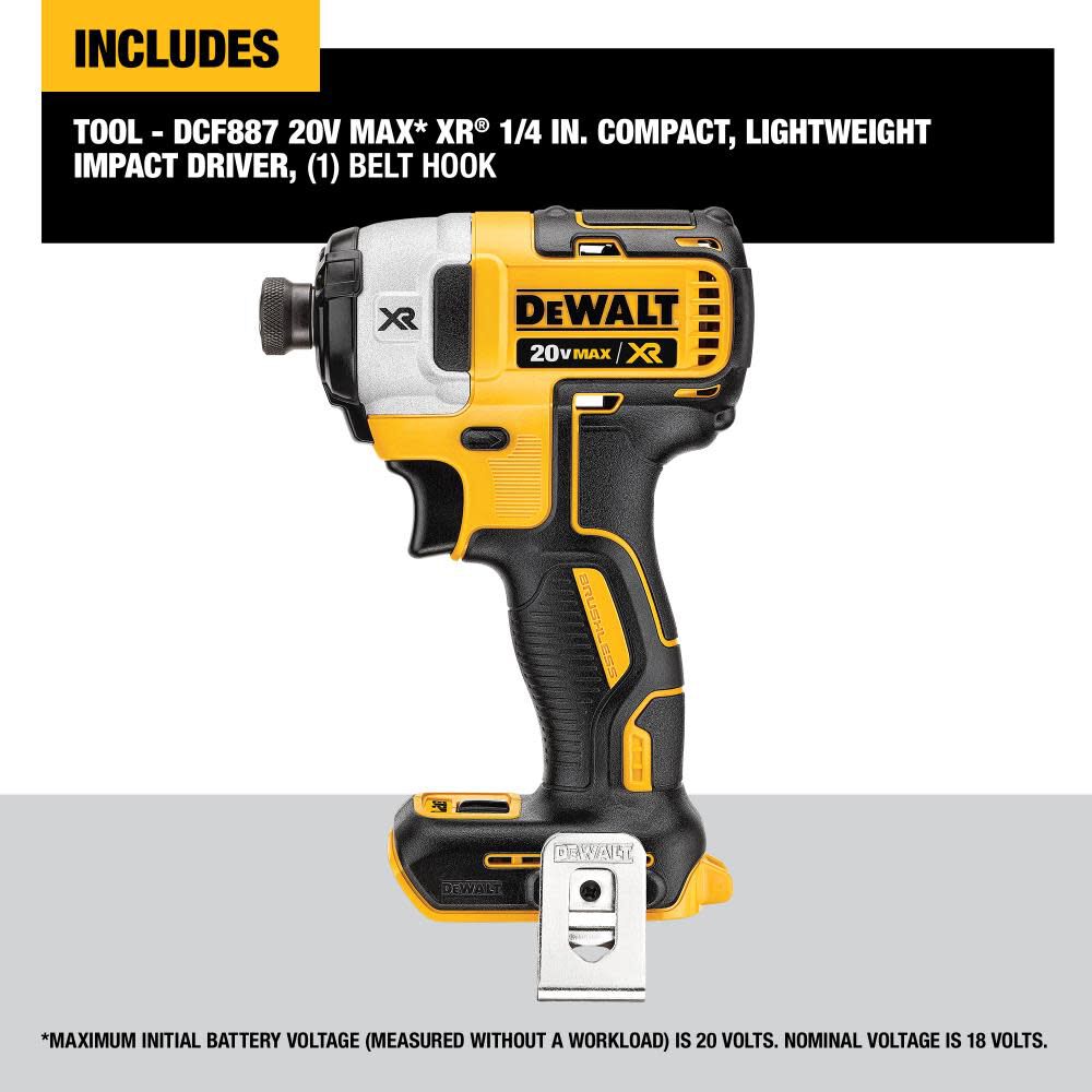 DEWALT 20V MAX XR Brushless 1 4 in 3 Speed Impact Driver Bare