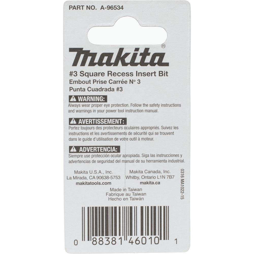 Makita Impact X #3 Square Recess 1 Insert Bit 2/pk, large image number 4