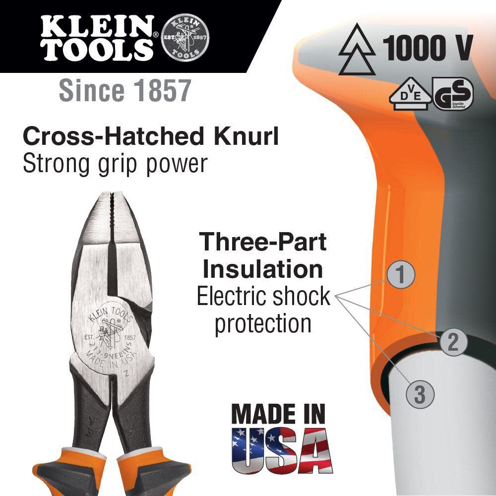 Klein Tools 9in Side Cutting Pliers Slim Handle, large image number 2