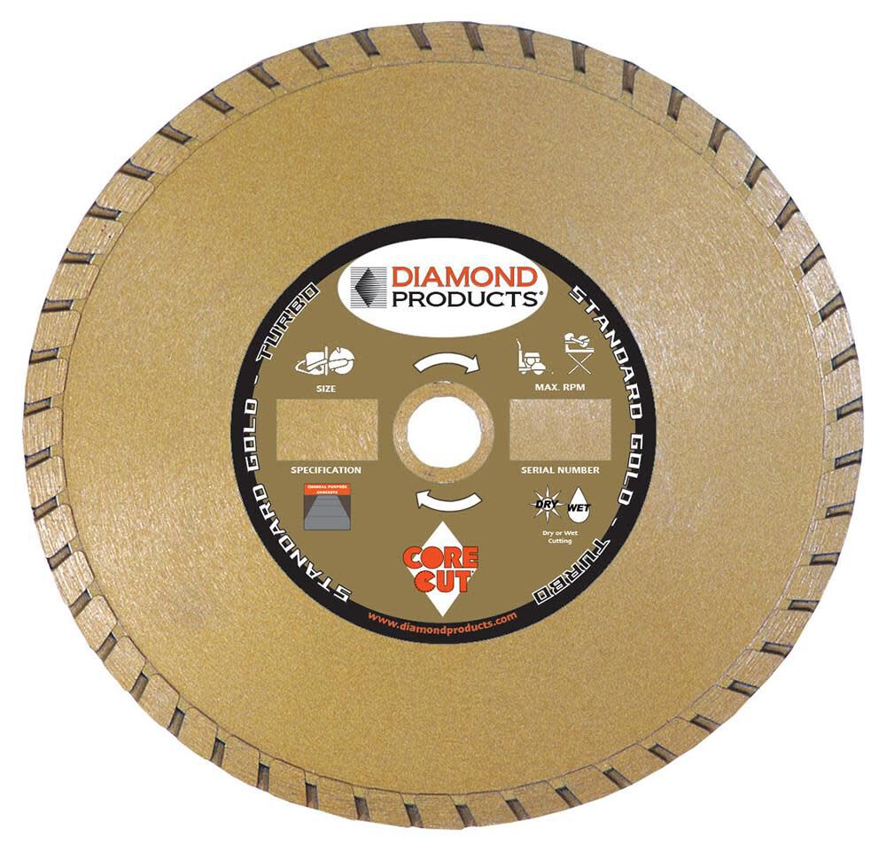 Diamond Products 4 Inch Standard Gold Turbo Rim Diamond Blade for General Concrete – 12480