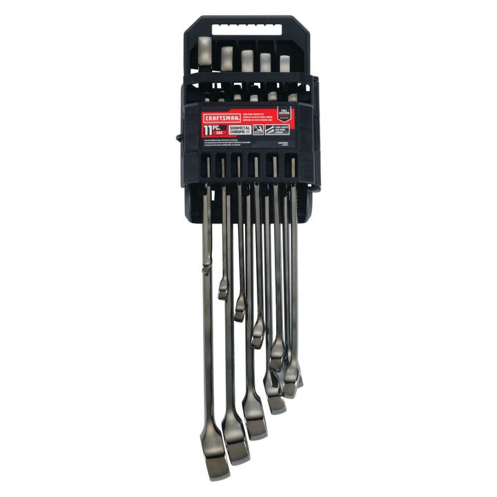 CRAFTSMAN Gunmetal Chrome Long-Panel SAE Combo Wrench Set, 11 Pieces, large image number 4