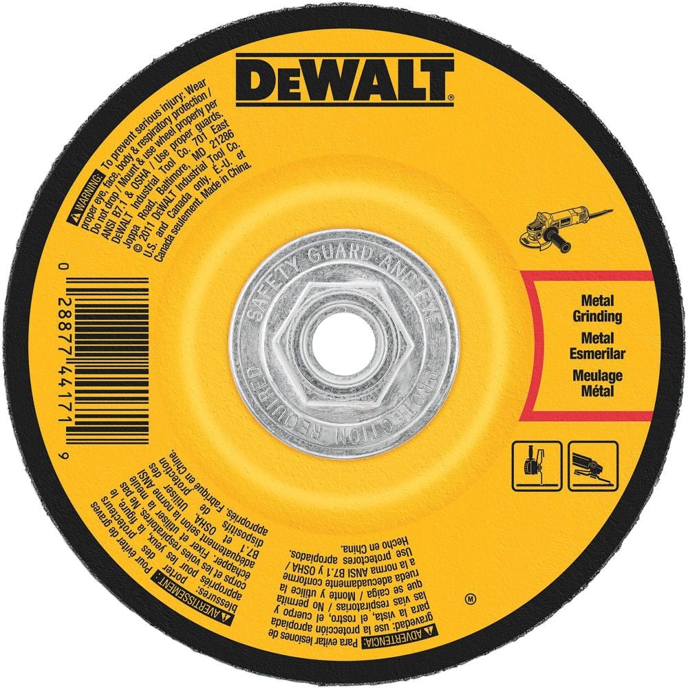 DEWALT 6 In. x 1/4 In. x 5/8 In. to 11 High Performance Metal Grinding Wheel, large image number 1